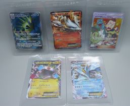 Five ultra rare Japanese Pokemon cards (3/5 1st edition)