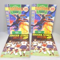 Two 1977-78 Soccer Star sticker albums and two Panini 89 albums