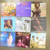 Seventeen LP records, soul, funk and Motown