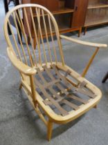 An Ercol Blonde beech Windsor lounge chair