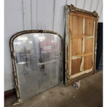 A large Victorian gilt framed mirror and mirror frame