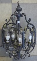 A French style metal and glass chandelier