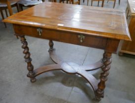 A William & Mary walnut single drawer side table