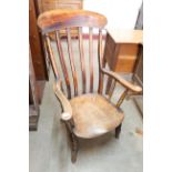 A Victorian elm and beech farmhouse kitchen chair