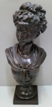 A modern bronze bust of a Victorian lady