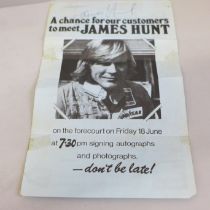 A James Hunt signed flyer