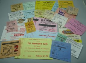 Concert ticket stubs, 1960s onwards, Chuck Berry, ELO, Roy Orbison, Rainbow, Soft Machine, Yes, Thin