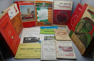1920s-1980s bus and coach timetables