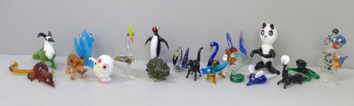 Twenty hand blown vintage glass animals