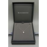 A Beaverbrooks diamond pendant in white gold on a 9ct white gold chain, carat weight 0.06, clarity