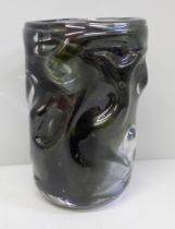 A Whitefriars nobbly glass vase, pattern 9609, 17.5cm