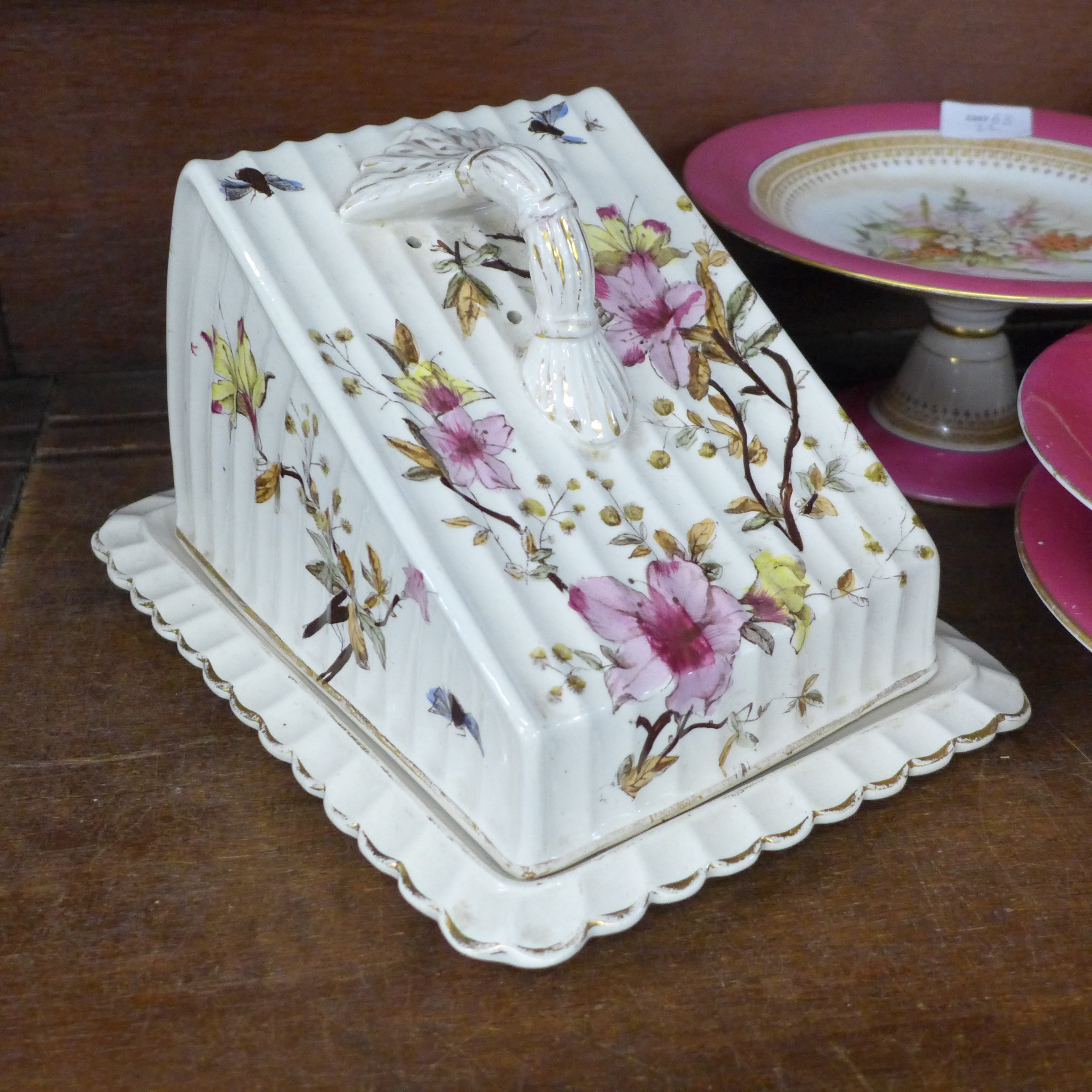 A Royal Doulton pedestal bowl, cheese dish and cover and three pieces of Royal Worcester, one - Image 3 of 8