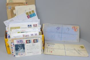 Stamps; a box of worldwide registered mail covers
