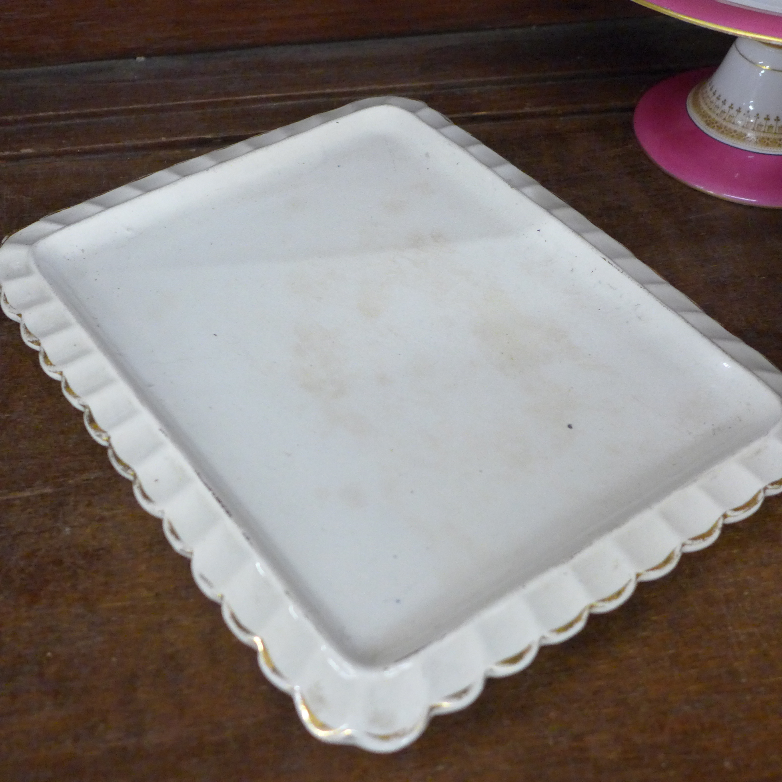 A Royal Doulton pedestal bowl, cheese dish and cover and three pieces of Royal Worcester, one - Image 4 of 8