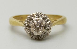 An 18ct gold and diamond ring, 3.2g, K