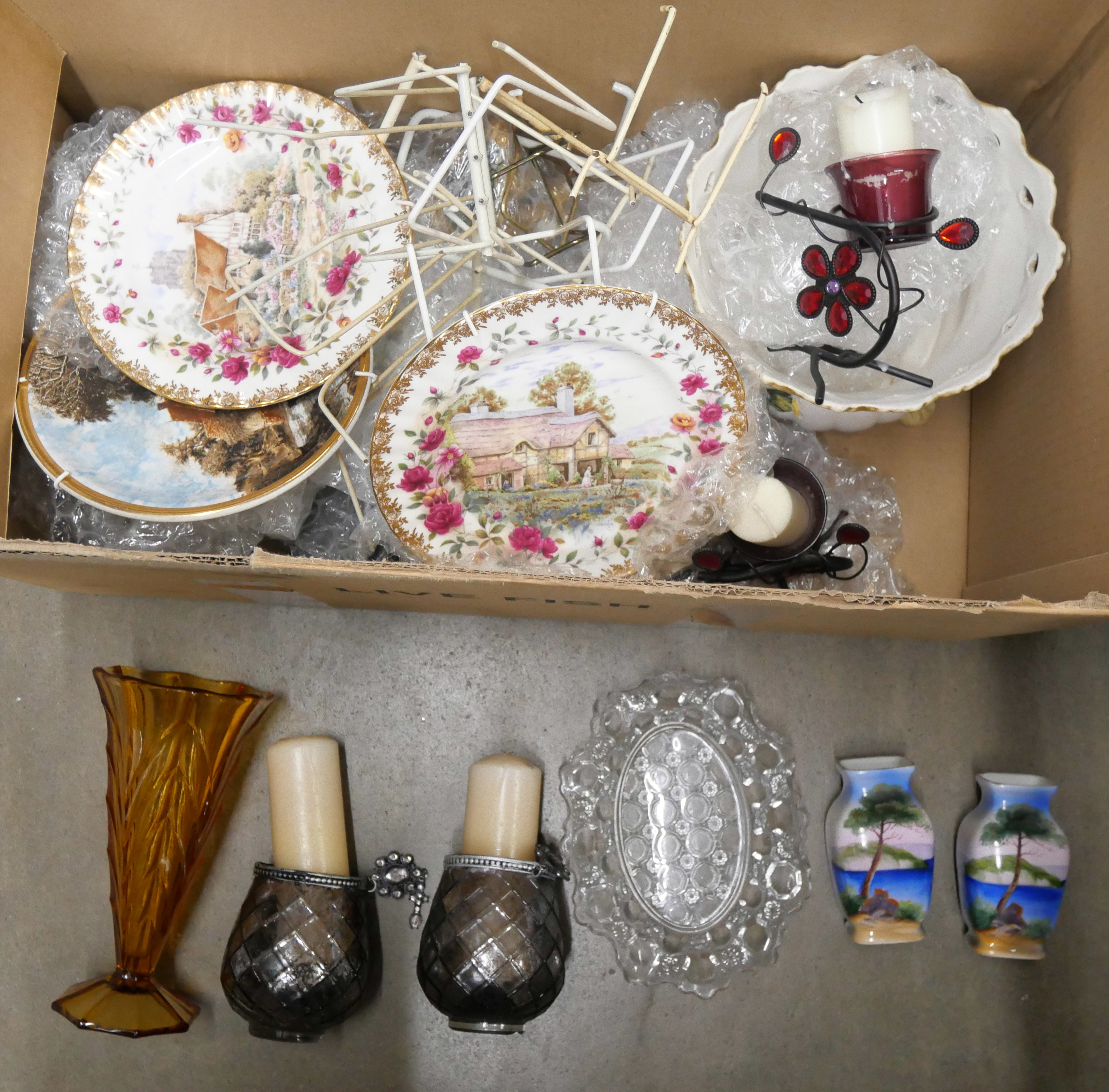 A box of mixed china including Royal Albert decorative plates **PLEASE NOTE THIS LOT IS NOT ELIGIBLE