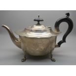 A silver teapot, 373g