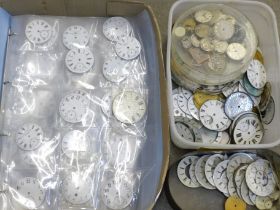 A large collection of used pocket watch and wristwatch dials