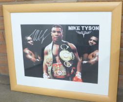 A signed Mike Tyson picture, framed