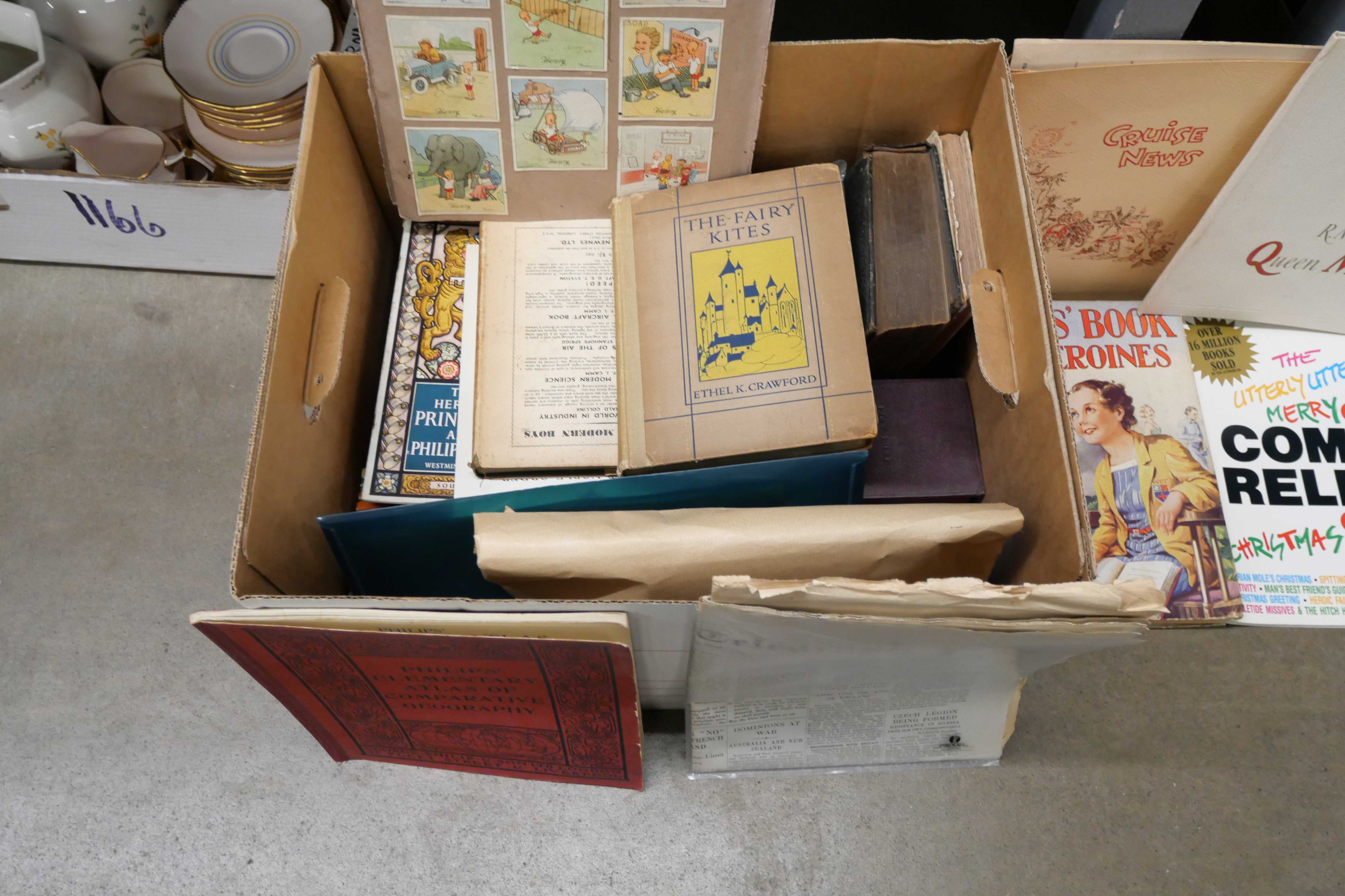 A box of books etc., The Fairy Kites, Cunard Lines Queen Mary and Cruise News, Ladybird books, Scout - Image 2 of 7