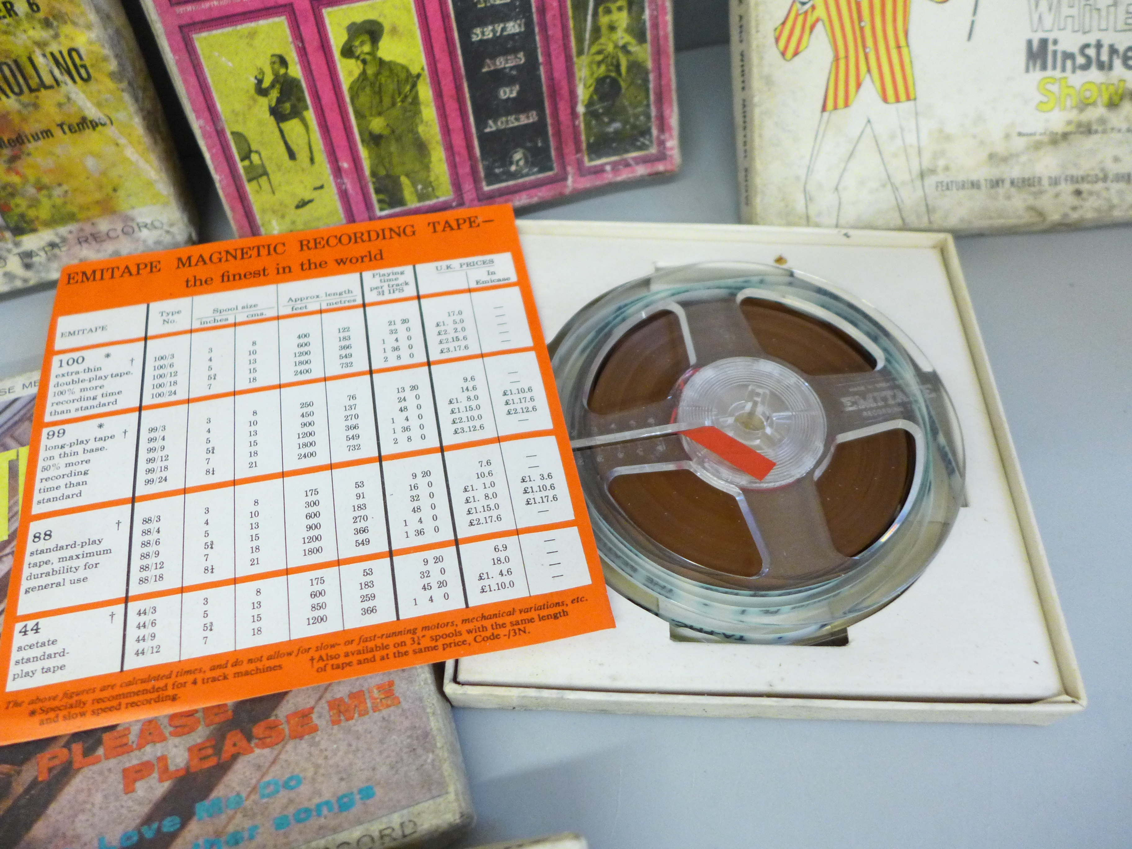 A collection of seven reel to reel tape records including two The Beatles, Please Please Me and With - Image 3 of 4