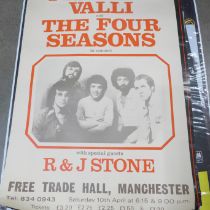 Original concert posters including Van Morrison, Santana, Franki Valli and the Four Seasons, etc.