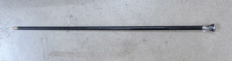 A silver topped hallmarked walking cane