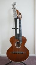 A Viennese-style 15-string contra guitar (Schrammel guitar) made by master luthier Ignaz Roider of