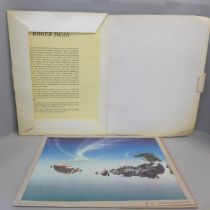 A Roger Dean portfolio of prints (1970s prog rock artist for Yes)