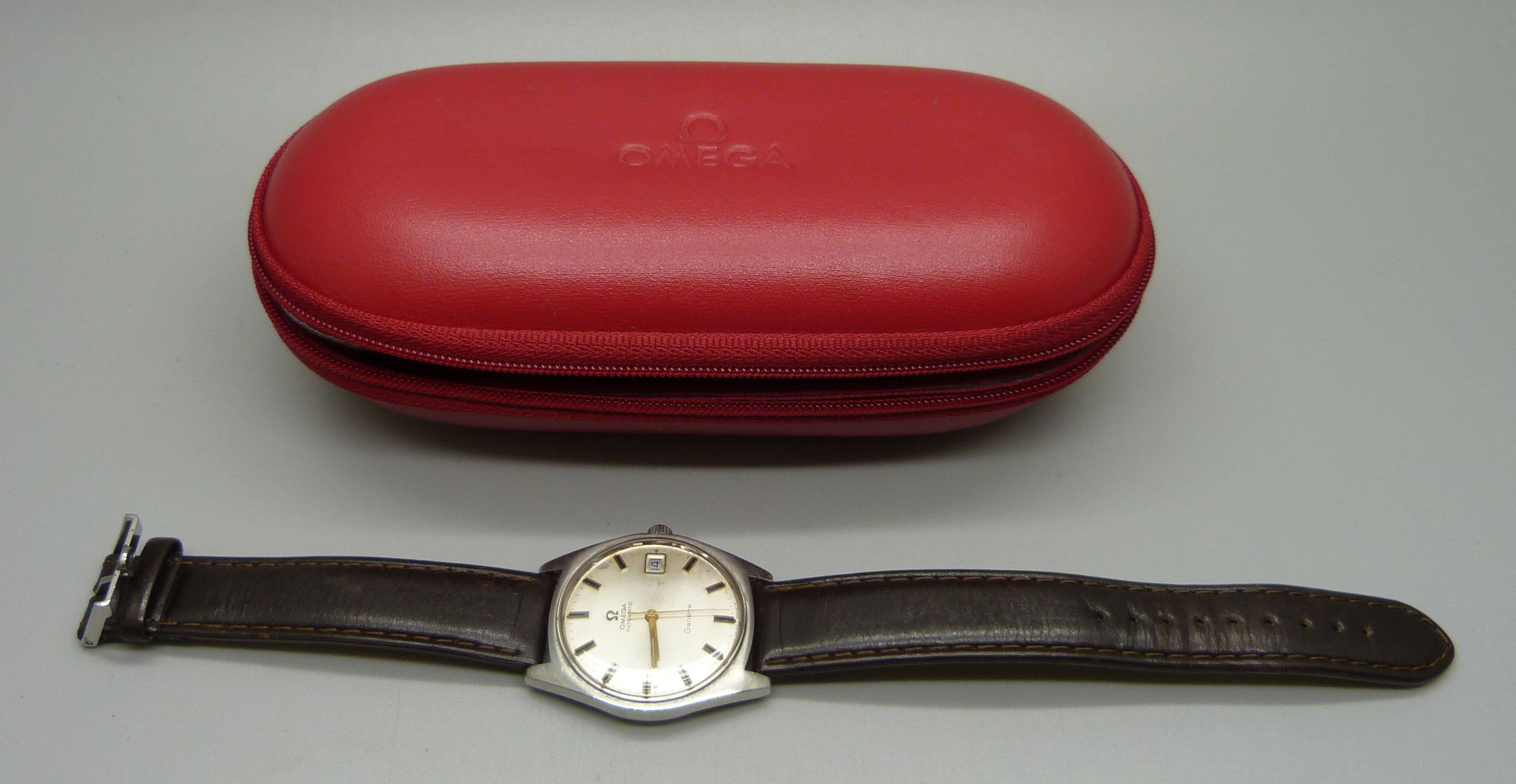 An Omega Geneve automatic date display wristwatch, with original buckle and an Omega carrier box - Image 6 of 6