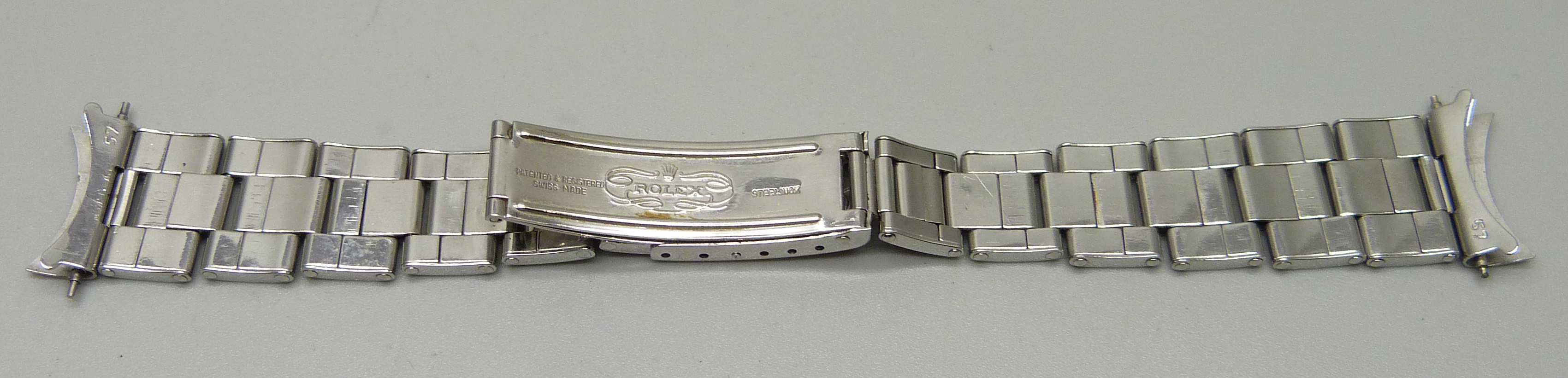 A vintage Rolex bracelet strap with adjustable strap, ref 57, possibly 1957, length 16cm at smallest - Image 3 of 4