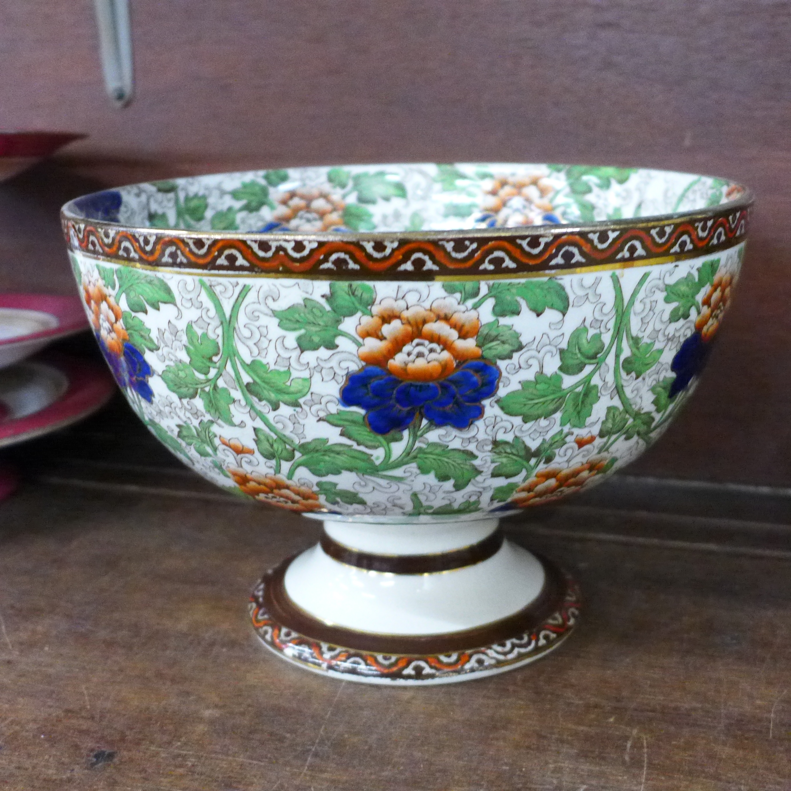 A Royal Doulton pedestal bowl, cheese dish and cover and three pieces of Royal Worcester, one - Image 7 of 8