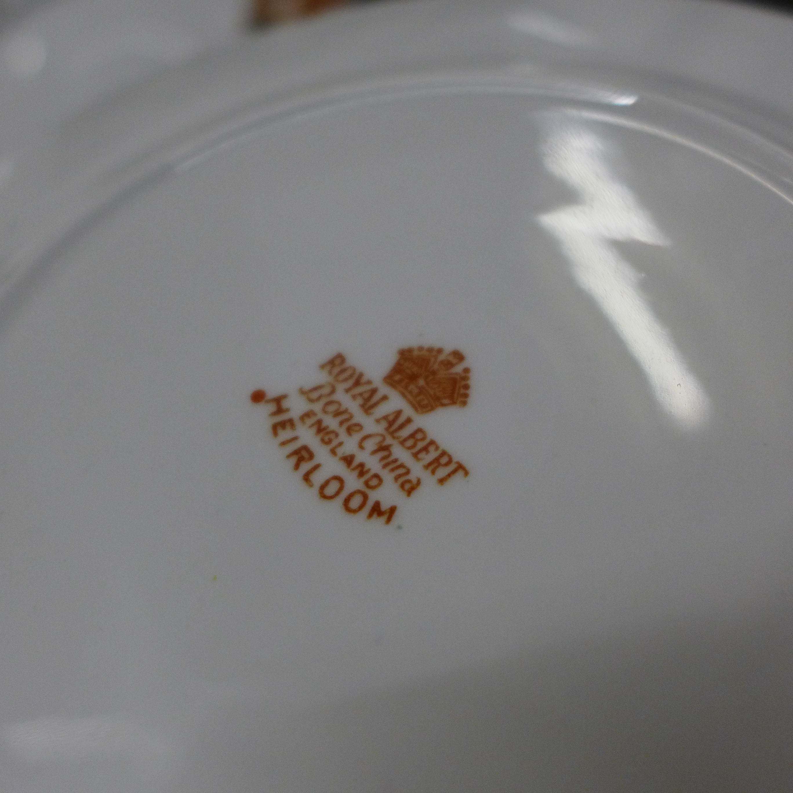 A Royal Albert four setting dinner service, Heirloom pattern, purchased 1960s, dinner, tea and - Image 9 of 9