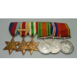 A set of six WWII medals, all named to 88918 J.D. Pournara