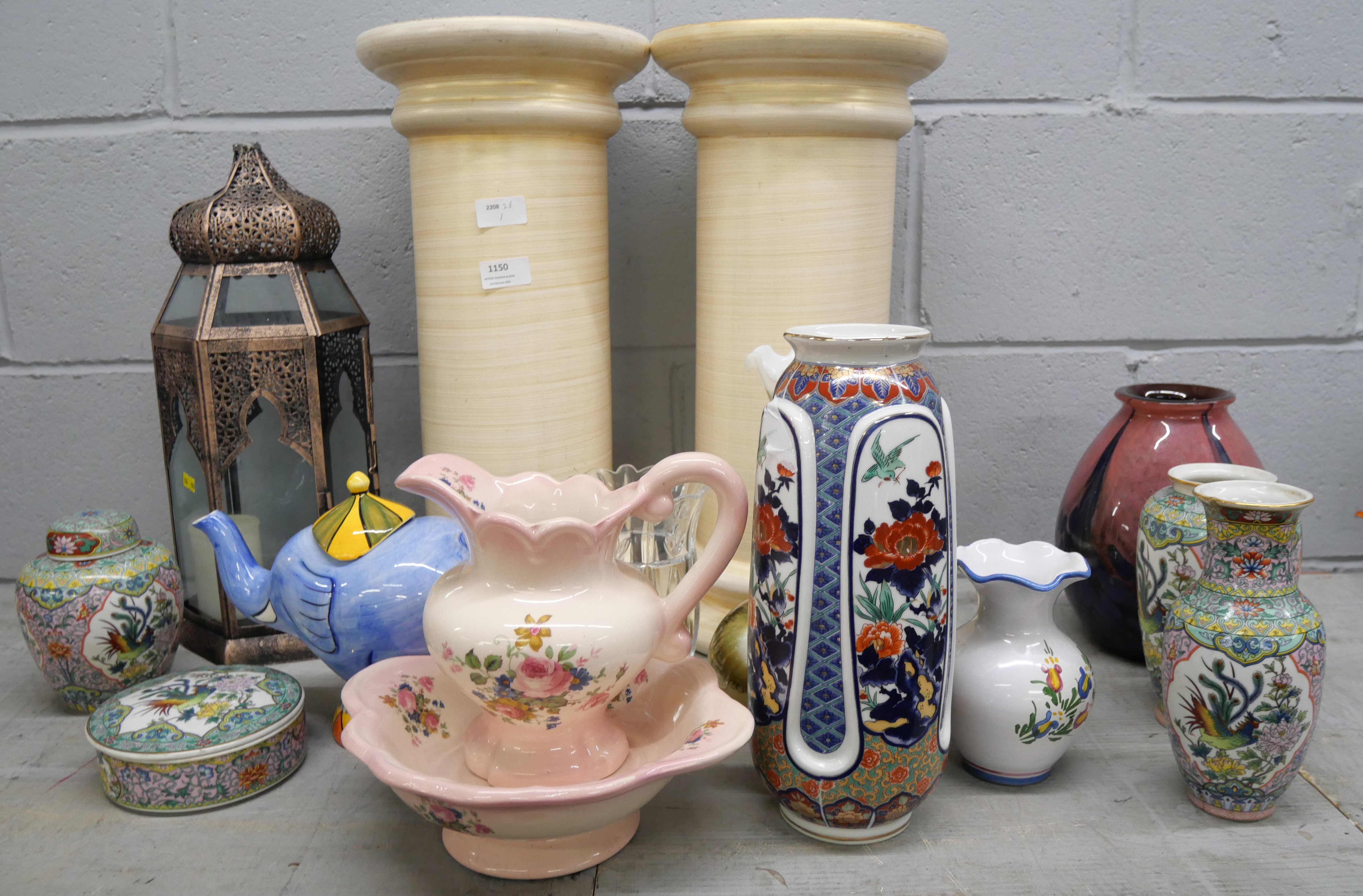 A collection of assorted china, glass, small wash jug and bowl, etc. **PLEASE NOTE THIS LOT IS NOT