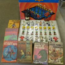 A Loony Tunes chess set, Bancroft Classic books, Spiderman and Batman toys