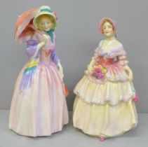 Two Royal Doulton figures, Irene and Miss Demure, Miss Demure a/f