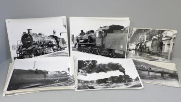 A collection of sixty large original black and white photographs, mainly German locomotives, some