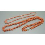 Two coral necklaces