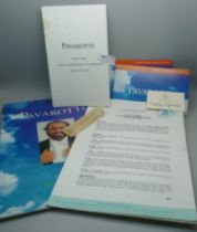 Pavarotti, a collection of Pavarotti ephemera from a concert in 1991, (Daily Express competition