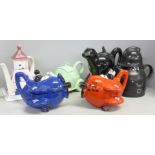 Eight Carlton ware novelty teapots