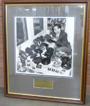 Football; a scarce silver gelatin 400 x 370 photograph of Sir Stanley Matthews at home with his