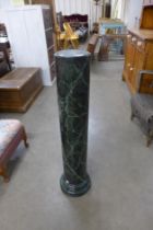 A faux marble pedestal