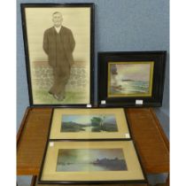 Four A. Shackleton pictures, framed