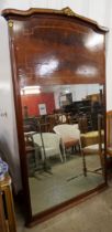 A large 19th Century French Empire style inlaid mahogany pier mirror