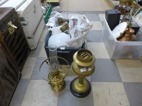 A collection of brass and lamps