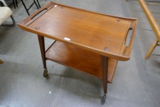 A Remploy oak cocktail trolley