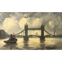 Herbert J. Williams, View of Tower Bridge, London, oil on board, unframed