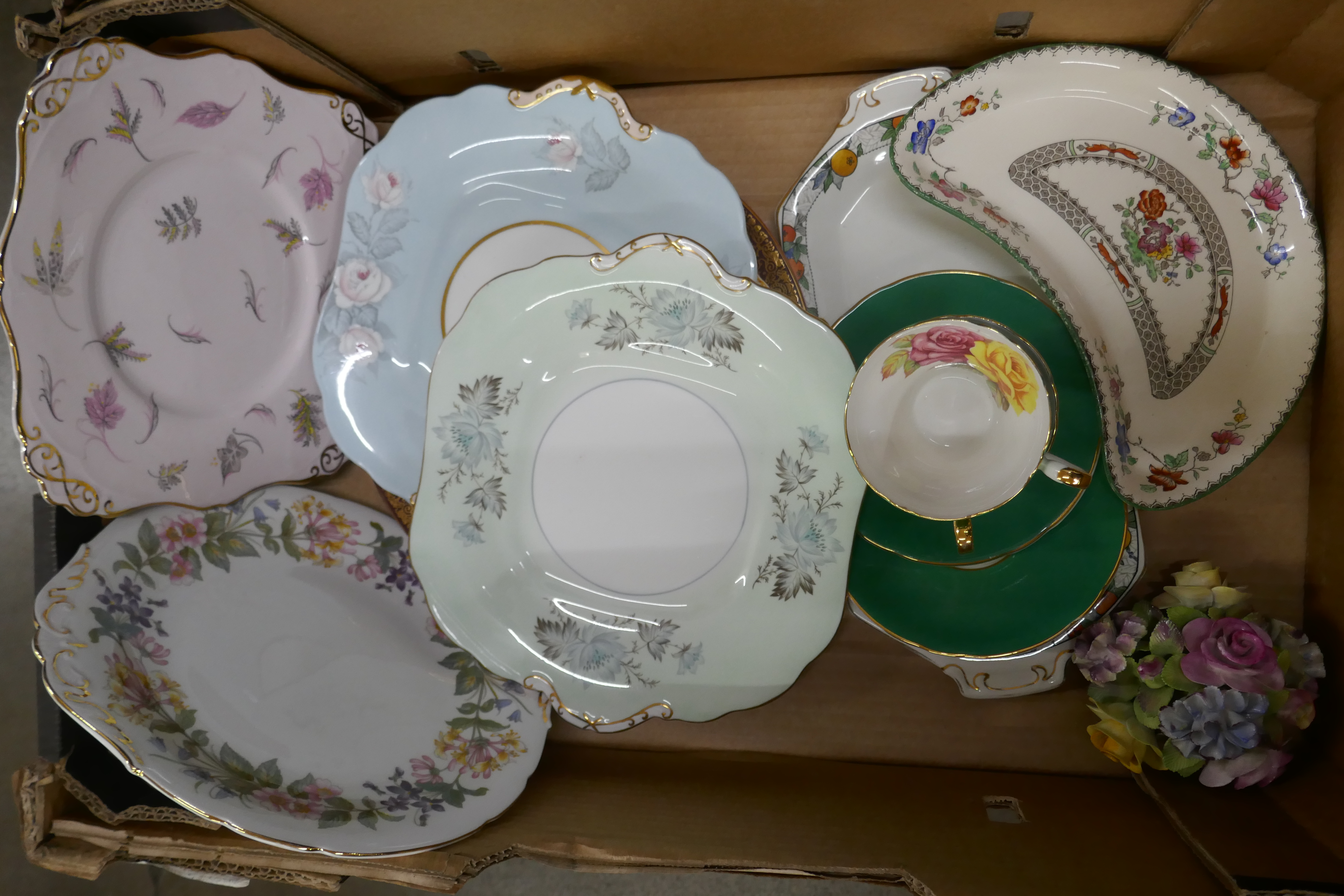 Two boxes of decorative china including Derby Posies, Shelley, Wedgwood, Carlton Ware, Worcester, - Image 6 of 6