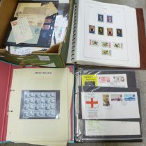 A collection of stamps, an album of mint sheet stamps, 1967 onwards, an album of first day covers,